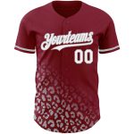 Custom Name and Number Leopard Print Baseball Jersey, 3D Crimson White-Gray Design, Authentic Fashion Team Apparel Personalized