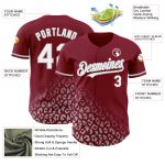 Custom Name and Number Leopard Print Baseball Jersey, 3D Crimson White-Gray Design, Authentic Fashion Team Apparel Personalized