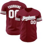 Custom Name Number Baseball Jersey - Personalized Crimson White-Gray Authentic Team Apparel Personalized Crimson White-Gray