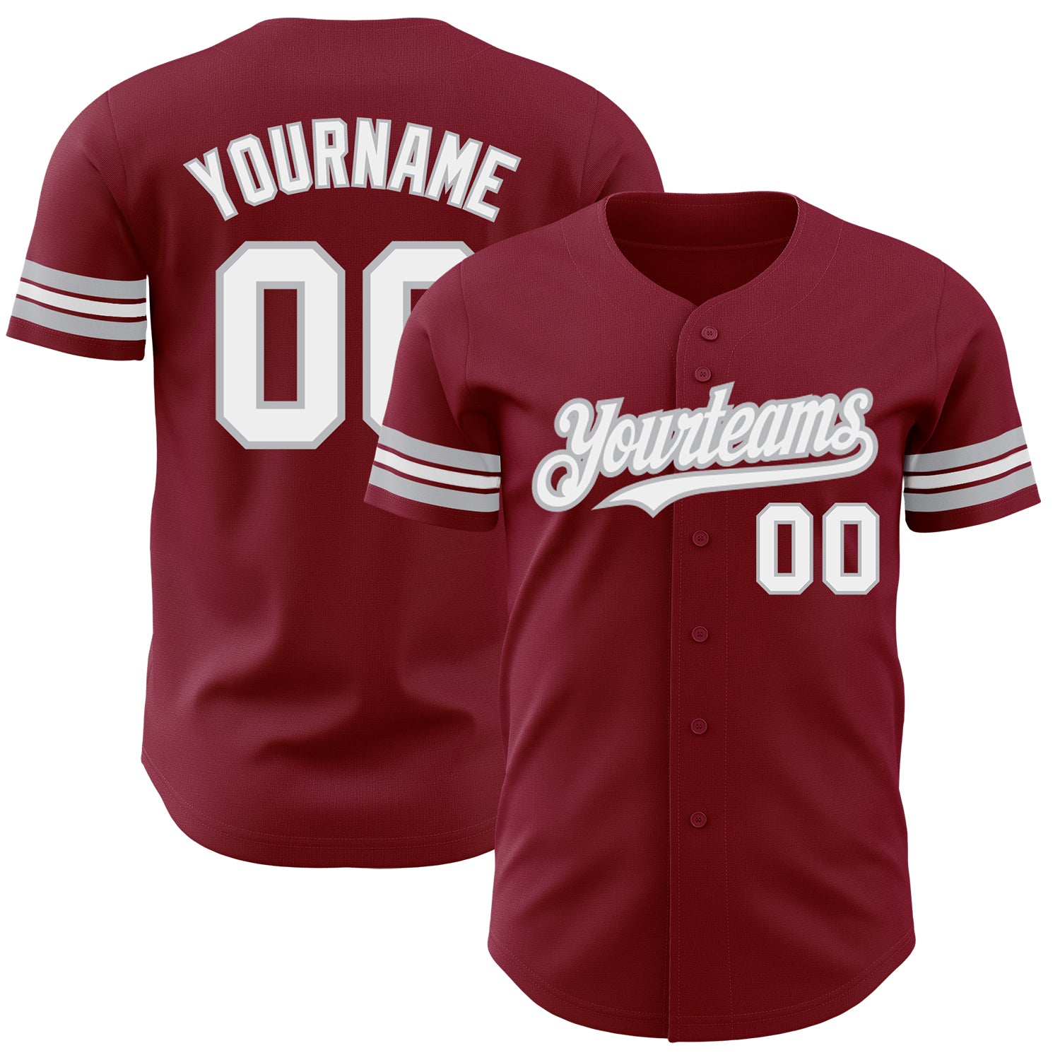 Custom Name Number Baseball Jersey - Personalized Crimson White-Gray Authentic Team Apparel Personalized Crimson White-Gray