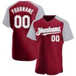 Custom Name and Number Baseball Jersey - Personalized Crimson White-Gray Authentic Raglan Sleeves Personalized Crimson White-Gray