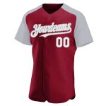 Custom Name and Number Baseball Jersey - Personalized Crimson White-Gray Authentic Raglan Sleeves Personalized Crimson White-Gray