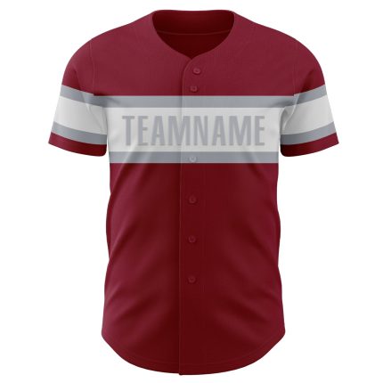 Personalized Crimson White Gray Baseball Jersey for Men and Women - Custom Sports Apparel Personalized Crimson White-Gray