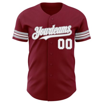 Personalized Crimson White Gray Baseball Jersey for Men and Women Personalized Crimson White-Gray Baseball Jersey