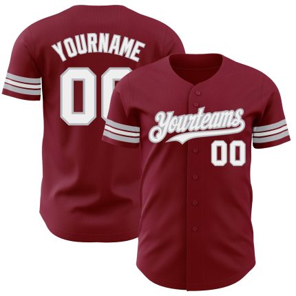 Personalized Crimson White Gray Baseball Jersey for Men and Women Personalized Crimson White-Gray Baseball Jersey