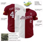 Custom Team Name and Number Baseball Jersey - Personalized Crimson White-Gray Pinstripe Authentic Split Design Personalized