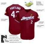 Custom Name and Number Authentic Baseball Jersey - Personalized Crimson and Light Blue Team Apparel Personalized Crimson