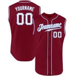 Custom Name and Number Personalized Crimson White-Light Blue Baseball Jersey - Authentic Sleeveless Design Personalized Crimson