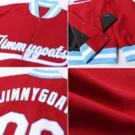 Custom Name & Number Crimson White-Light Blue Varsity Letterman Bomber Jacket - Personalized Full-Snap Style Personalized