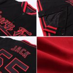 Custom Team Name Number Two Tone Bomber Jacket - Crimson White Light Blue Full-Snap Varsity Letterman Personalized Crimson