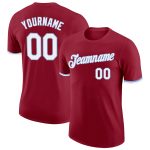 Custom Team Name Number Performance T-Shirt in Crimson White-Light Blue - Personalized Sports Tee Personalized Crimson White-Light