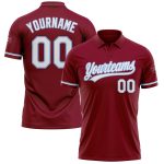 Custom Team Name Number Performance Vapor Golf Polo Shirt - Personalized Crimson White Light Blue Personalized Crimson White-Light