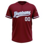 Custom Softball Jersey - Personalized Two-Button Unisex in Crimson & Light Blue with Name & Number Personalized Crimson White-Light