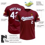 Custom Softball Jersey - Personalized Two-Button Unisex in Crimson & Light Blue with Name & Number Personalized Crimson White-Light