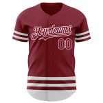 Custom Name and Number Crimson White Line Authentic Baseball Jersey - Personalized Team Jersey Personalized Crimson White