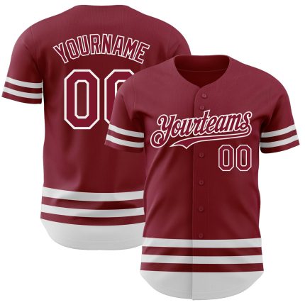 Custom Name and Number Crimson White Line Authentic Baseball Jersey - Personalized Team Jersey Personalized Crimson White