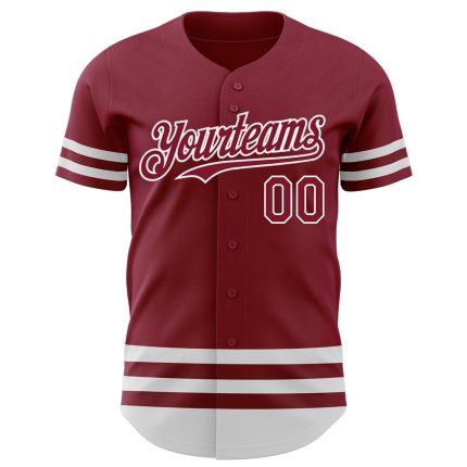 Personalized Crimson Baseball Jersey with White Line Trim - Custom Team Gear Personalized Crimson White Line Baseball Jersey