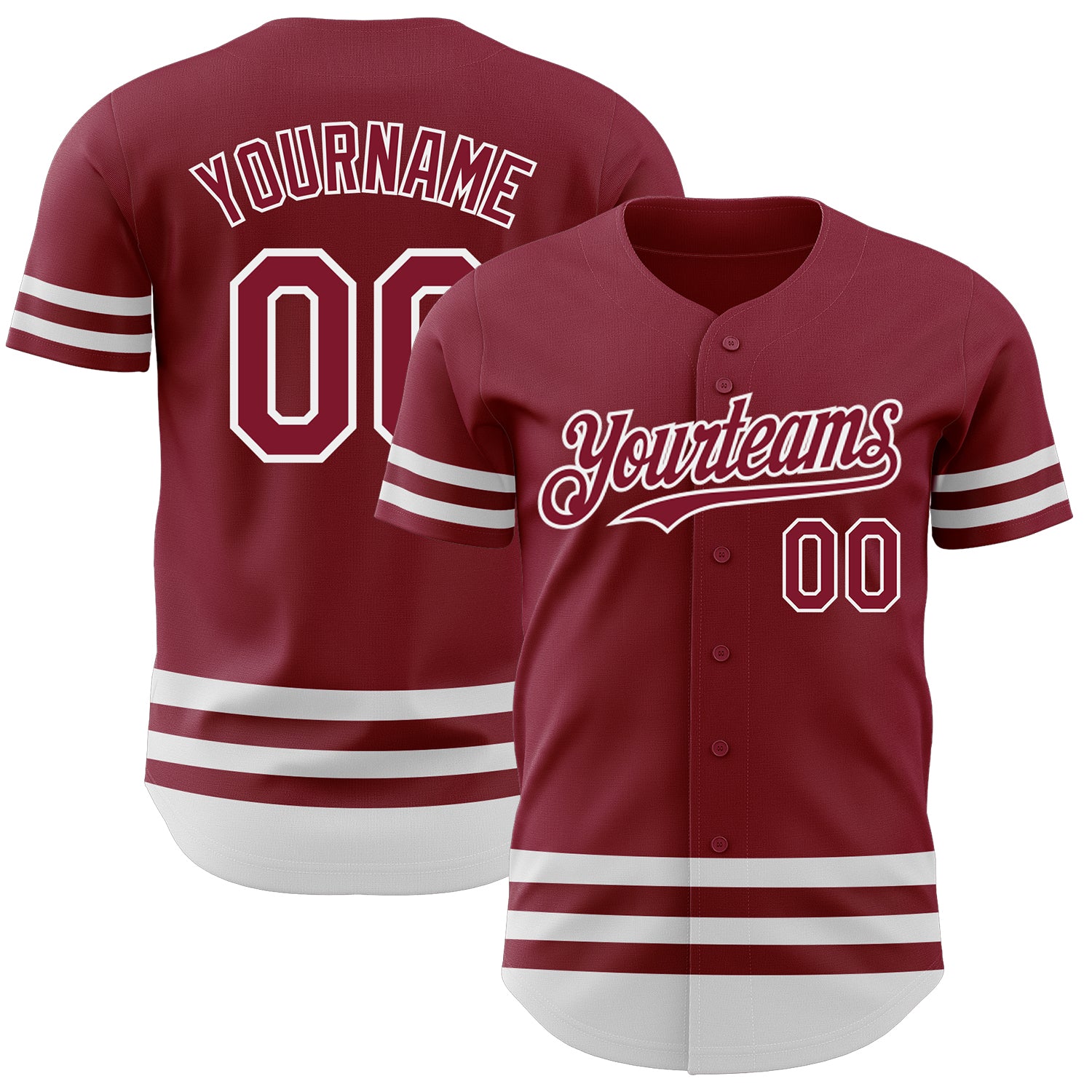 Personalized Crimson Baseball Jersey with White Line Trim - Custom Team Gear Personalized Crimson White Line Baseball Jersey