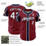 Personalized Authentic Baseball Jersey in Crimson White Navy - Custom Team Name & Number, 3 Color Arm Shapes Personalized