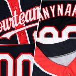 Personalized Authentic Baseball Jersey in Crimson White Navy - Custom Team Name & Number, 3 Color Arm Shapes Personalized