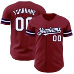 Custom Name and Number Authentic Baseball Jersey - Personalized Crimson White-Navy Team Jersey Personalized Crimson White-Navy