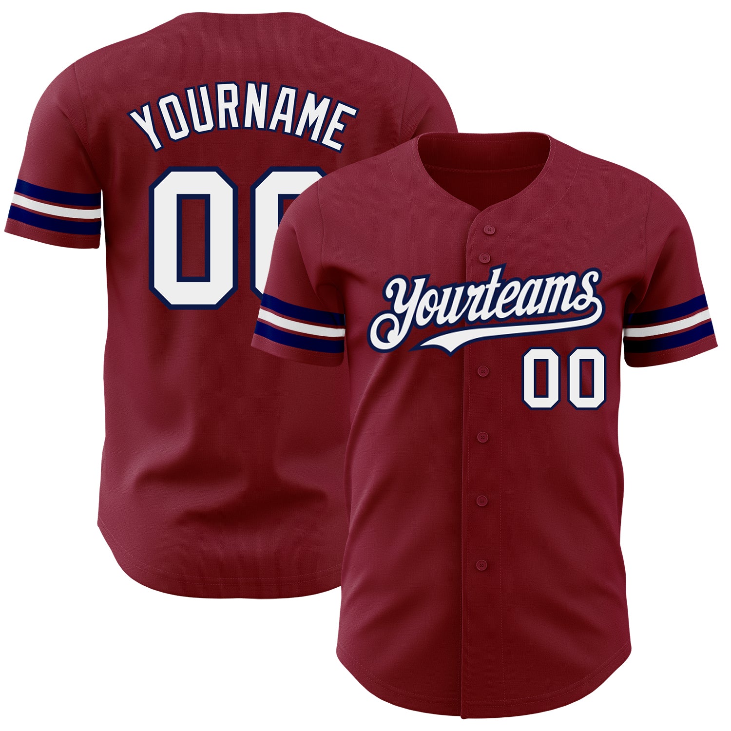 Custom Name and Number Authentic Baseball Jersey - Personalized Crimson White-Navy Team Jersey Personalized Crimson White-Navy