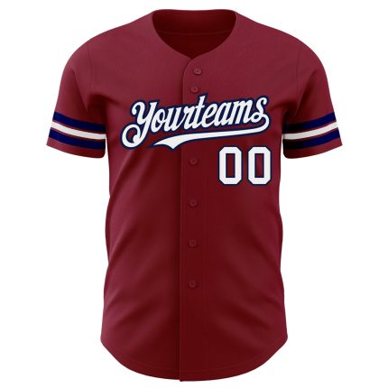 Custom Name and Number Authentic Baseball Jersey - Personalized Crimson White-Navy Team Jersey Personalized Crimson White-Navy