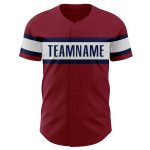 Personalized Authentic Baseball Jersey in Crimson, White, and Navy Personalized Crimson White-Navy Authentic Baseball Jersey
