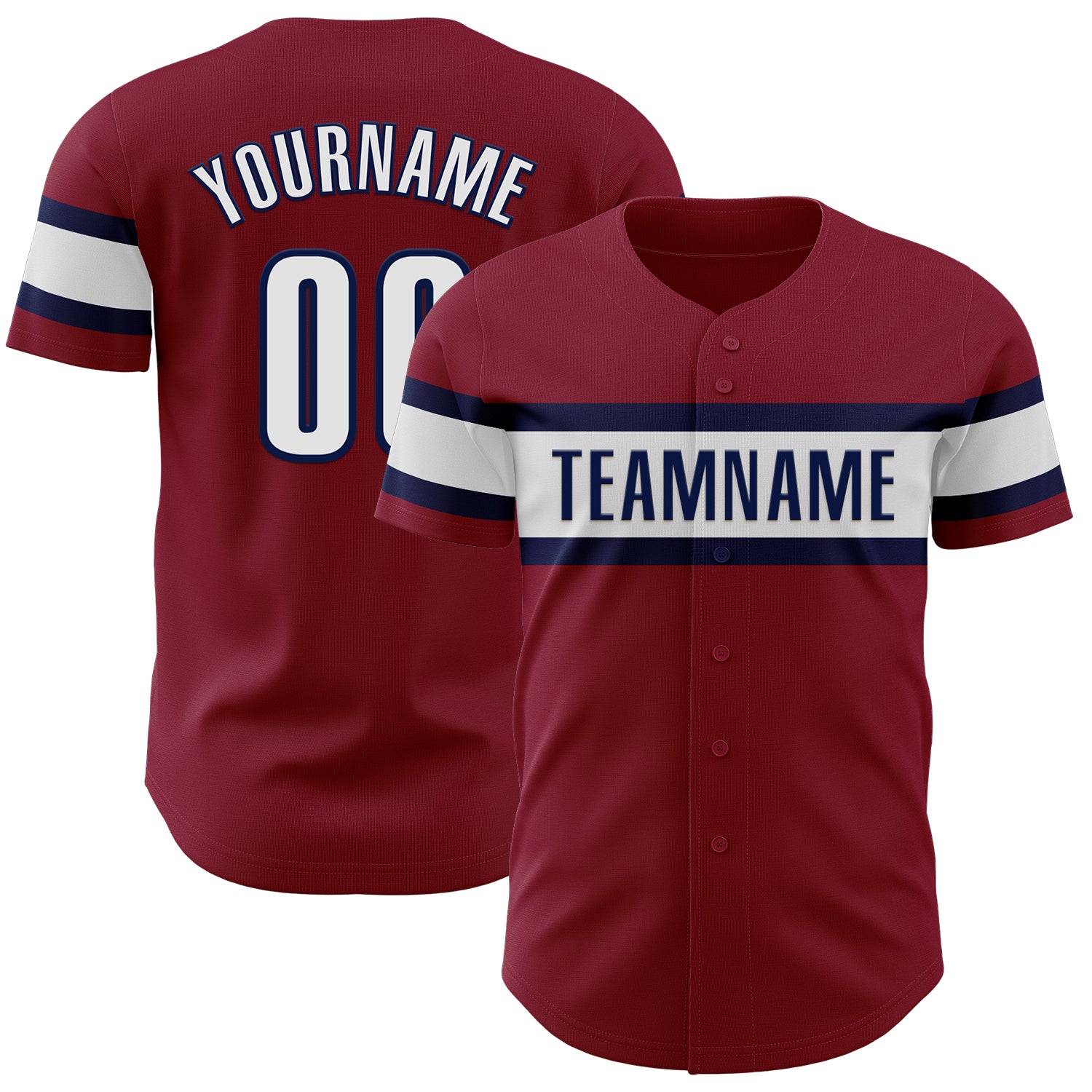 Personalized Baseball Jersey in Crimson White-Navy - Custom Team Spirit Wear Personalized Crimson White-Navy Baseball Jersey