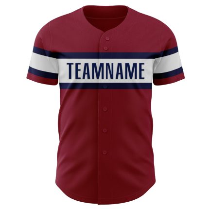 Personalized Baseball Jersey in Crimson White-Navy - Custom Team Spirit Wear Personalized Crimson White-Navy Baseball Jersey