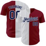 Custom Name Number Baseball Jersey - Personalized Crimson White Navy Pinstripe Authentic Split Fashion Personalized Crimson