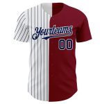 Custom Name Number Baseball Jersey - Personalized Crimson White Navy Pinstripe Authentic Split Fashion Personalized Crimson