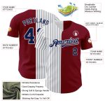 Custom Name Number Baseball Jersey - Personalized Crimson White Navy Pinstripe Authentic Split Fashion Personalized Crimson