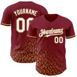 Personalized Leopard Print Baseball Jersey - Custom Name & Number, Crimson White-Old Gold 3D Pattern Design Personalized