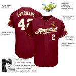 Custom Name Number Baseball Jersey - Personalized Crimson White Old Gold Authentic Team Jersey Personalized Crimson White-Old