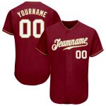 Custom Name Number Baseball Jersey - Personalized Crimson White Old Gold Authentic Team Jersey Personalized Crimson White-Old