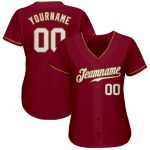 Custom Name Number Baseball Jersey - Personalized Crimson White Old Gold Authentic Team Jersey Personalized Crimson White-Old