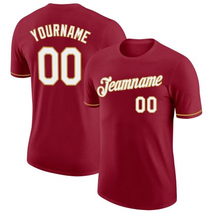 Custom Name and Number Performance T-Shirt - Personalized Crimson White-Old Gold Team Apparel Personalized Crimson White-Old