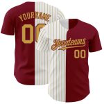 Custom Name Number Baseball Jersey - Authentic Crimson White-Old Gold Pinstripe Fashion Team Jersey Personalized Crimson