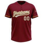Custom Personalized Softball Jersey - Crimson White-Old Gold, Two-Button, Unisex, Team Name & Number Personalized Crimson