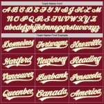 Custom Personalized Softball Jersey - Crimson White-Old Gold, Two-Button, Unisex, Team Name & Number Personalized Crimson