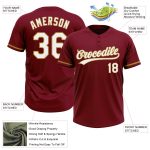 Custom Personalized Softball Jersey - Crimson White-Old Gold, Two-Button, Unisex, Team Name & Number Personalized Crimson