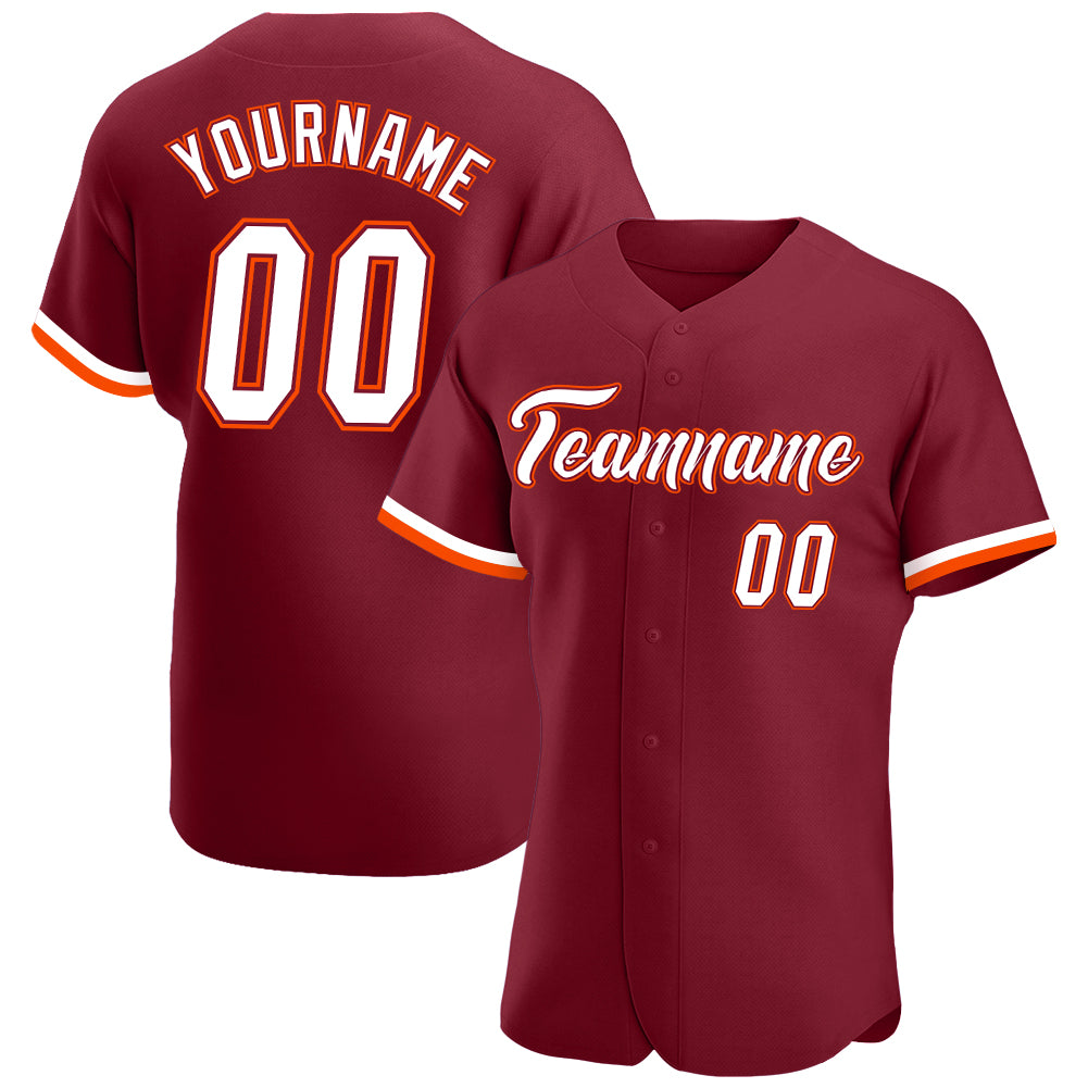 Custom Name and Number Baseball Jersey - Personalized Crimson White-Orange Authentic Team Jersey Personalized Crimson White-Orange