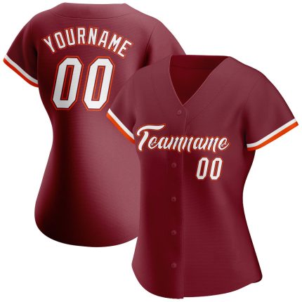 Personalized Crimson and White-Orange Baseball Jersey for Men and Women Personalized Crimson White-Orange Baseball Jersey