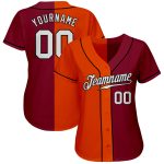 Custom Name and Number Baseball Jersey - Authentic Crimson White Orange Black Split Fashion Team Gear Personalized Crimson