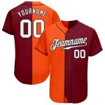 Custom Name and Number Baseball Jersey - Authentic Crimson White Orange Black Split Fashion Team Gear Personalized Crimson