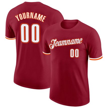 Custom Crimson White-Orange Performance Tee for Men and Women - Personalized Athletic Shirt Personalized Crimson White-Orange