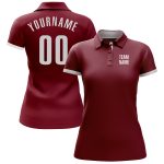 Custom Name and Number Performance Golf Polo Shirt in Crimson White - Personalized Team Apparel Personalized Crimson White