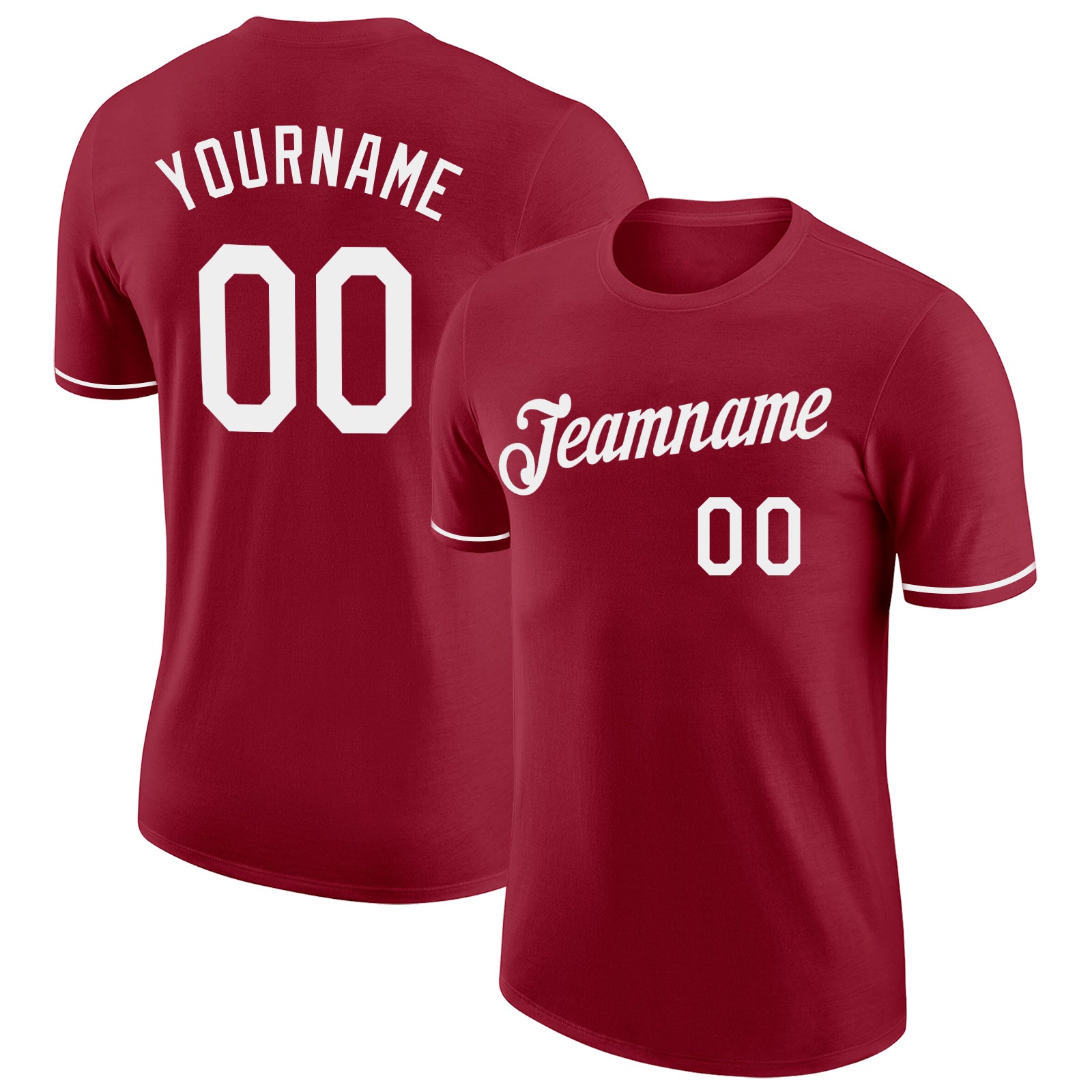 Custom Name and Number Performance T-Shirt in Crimson White - Personalized Team Gear Personalized Crimson White Performance