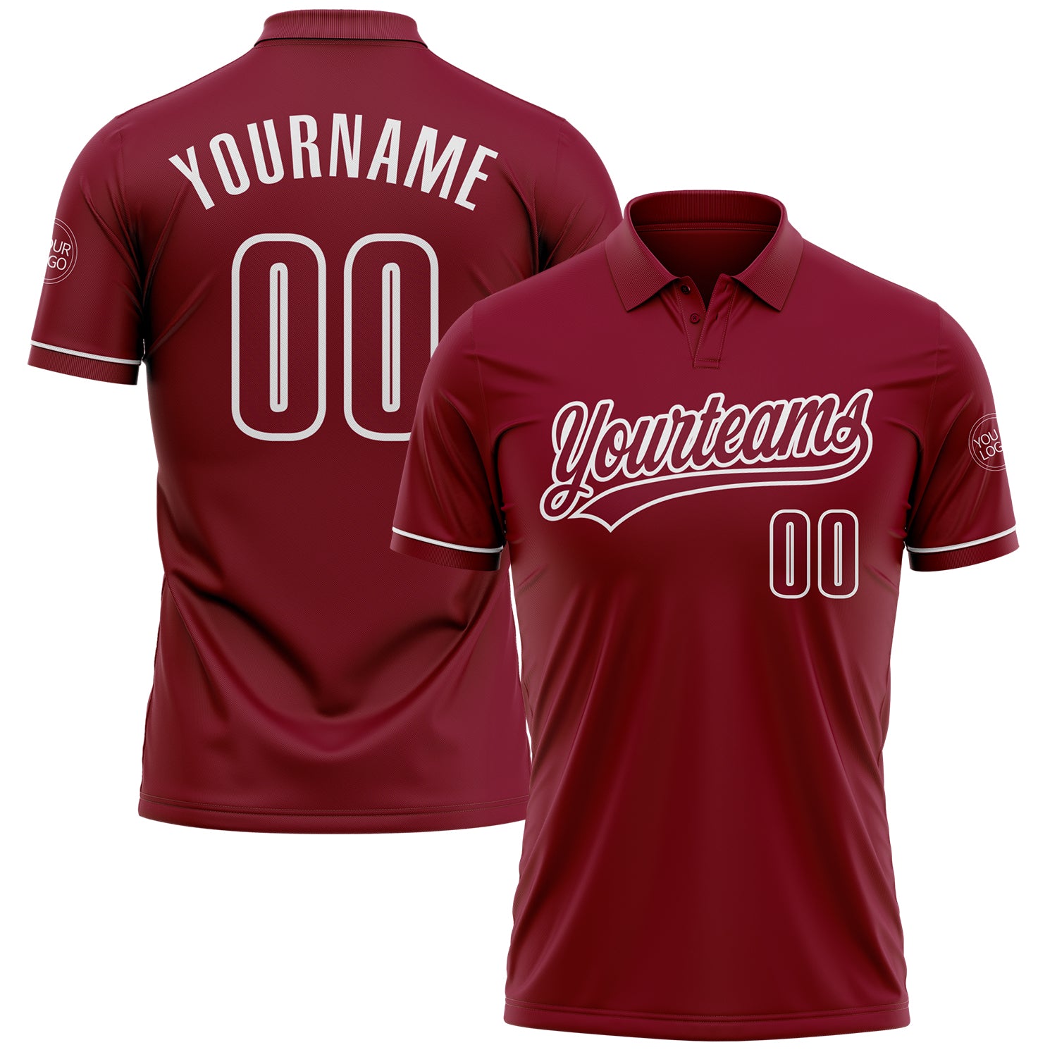 Custom Team Name Number Personalized Crimson White Performance Golf Polo Shirt Personalized Crimson White Performance Vapor